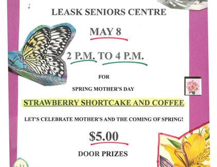 May 8th – Seniors Centre – Cake & Coffee