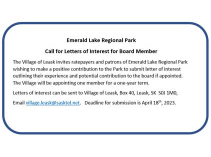 Emerald Lake Call for Board Member