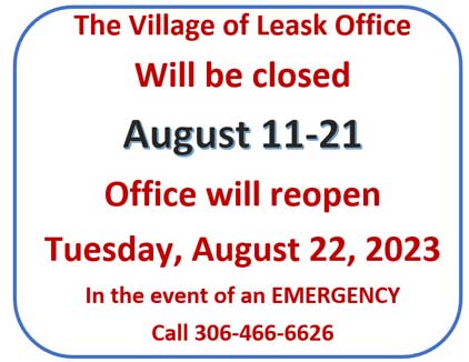 Office Closed August 11th to 21st, 2023